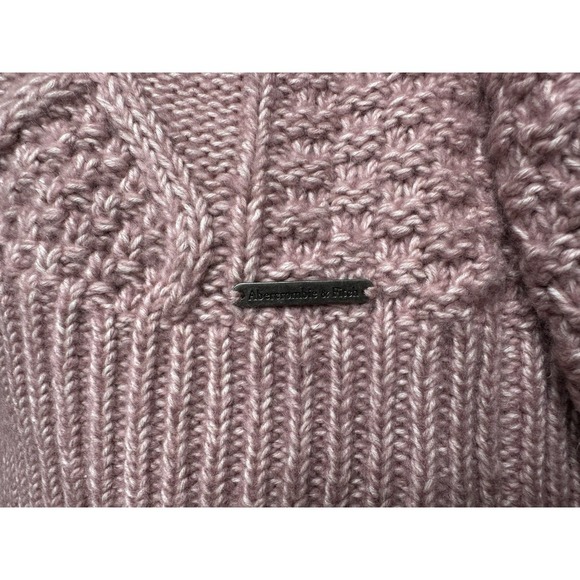 Abercrombie & Fitch Pink Cable Knit Sweater Women's Small Cotton Blend Soft - Picture 3 of 8